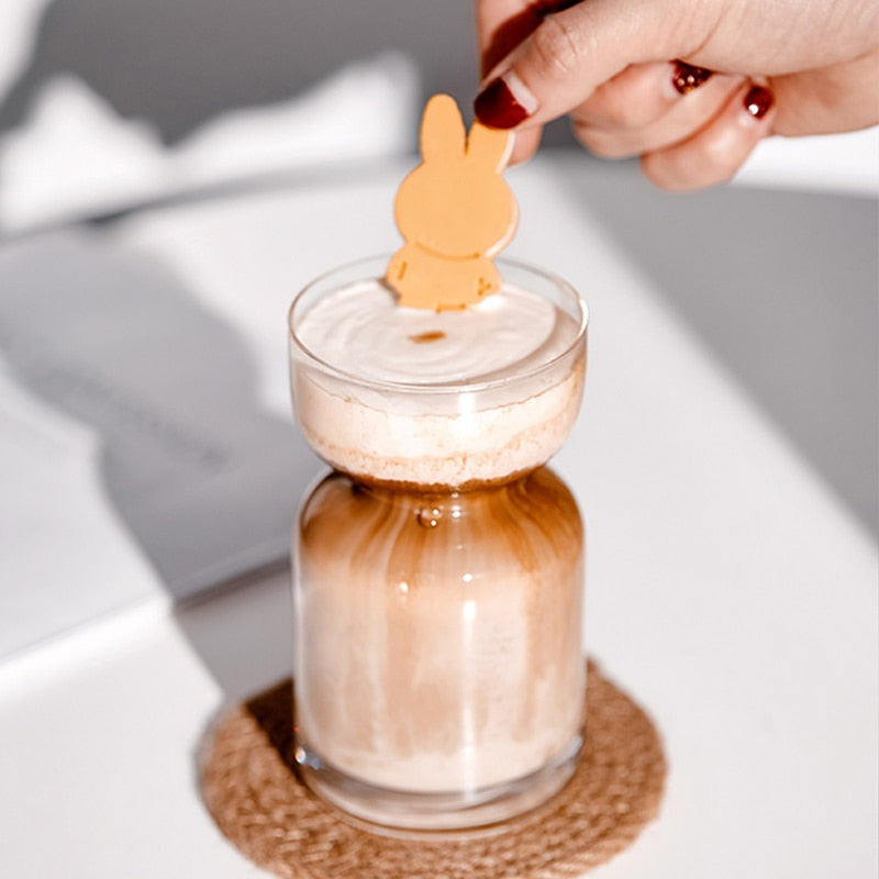 Hourglass Glass Cup with Straw