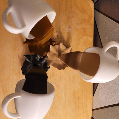 Original Floating Spilling Coffee Cup Sculpture