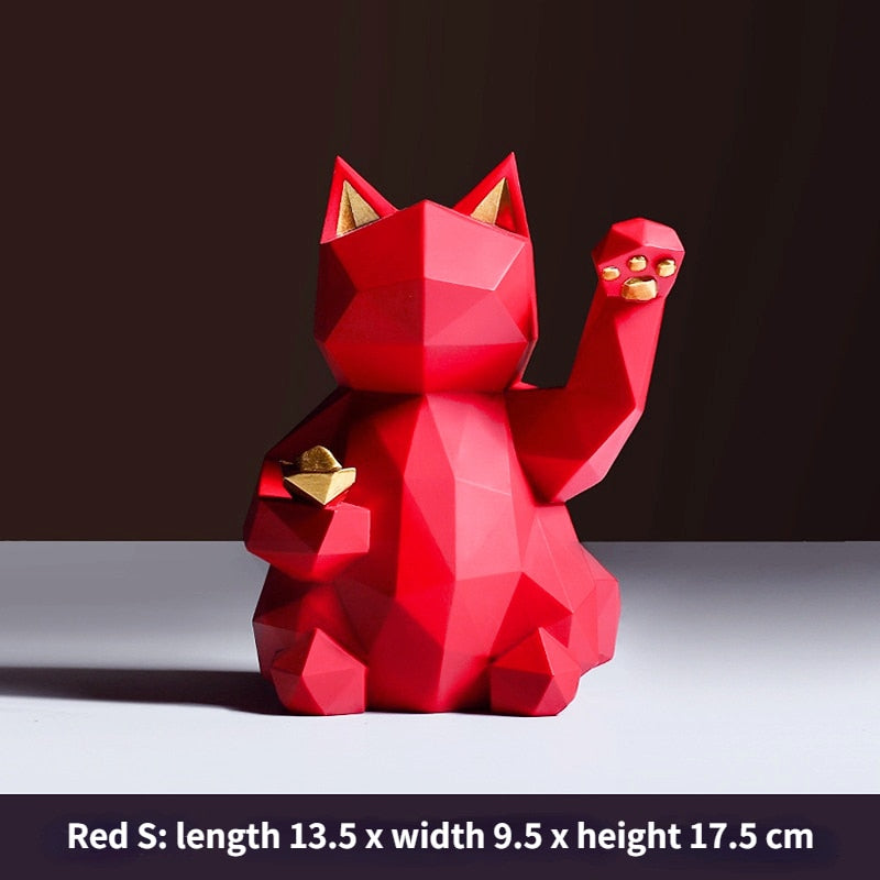 Geometry Japenese Lucky Cat Statue