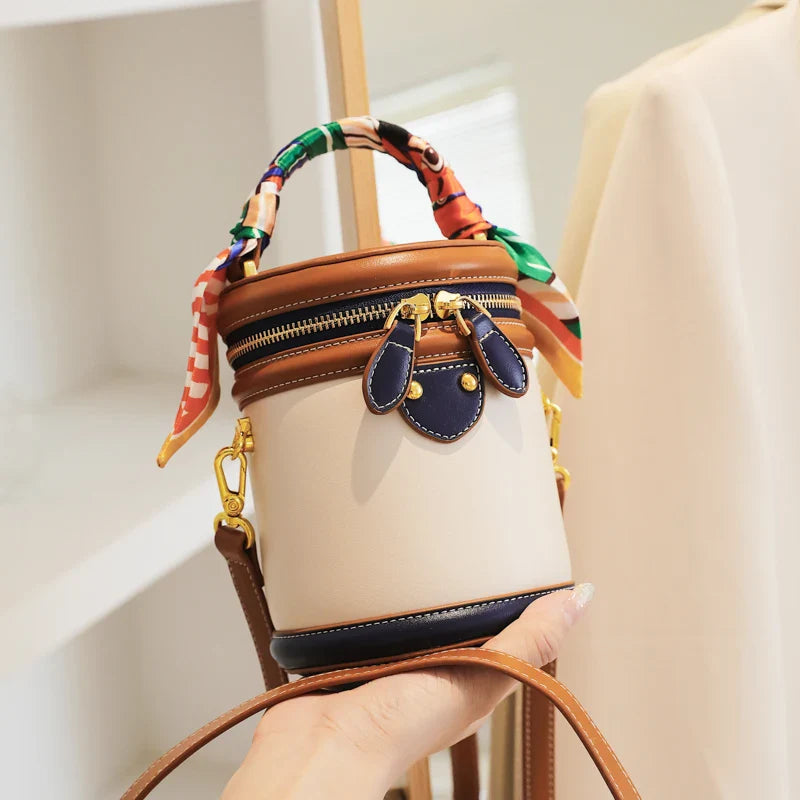 Chic Cylinder Bucket Bag for Women - Trendy Crossbody & One-Shoulder Style