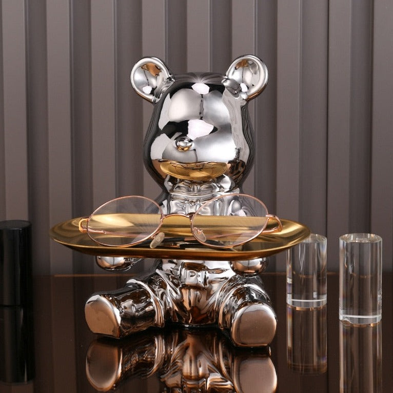 Multi Function Electroplating Bear Doll Shelf Piggy Bank