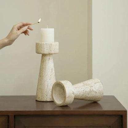 Travertine Stone Candle Holder