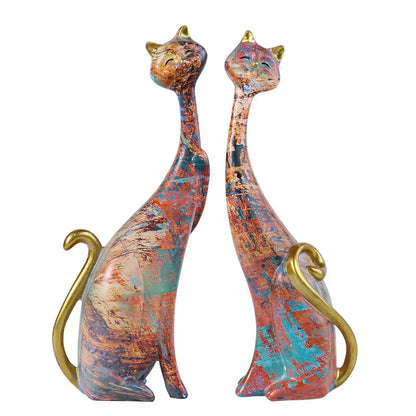 Nordic Resin Abstract Cat Statue