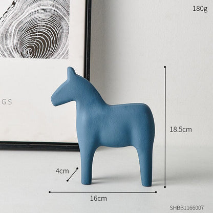 Colourful Wooden Horse Statue Home Decor