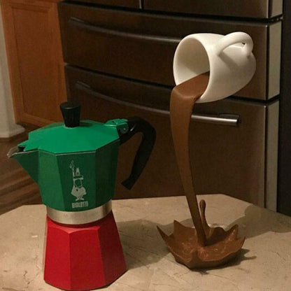 Original Floating Spilling Coffee Cup Sculpture