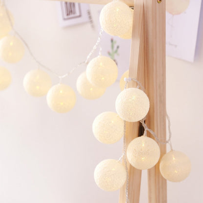 Cotton Ball LED Light Garland