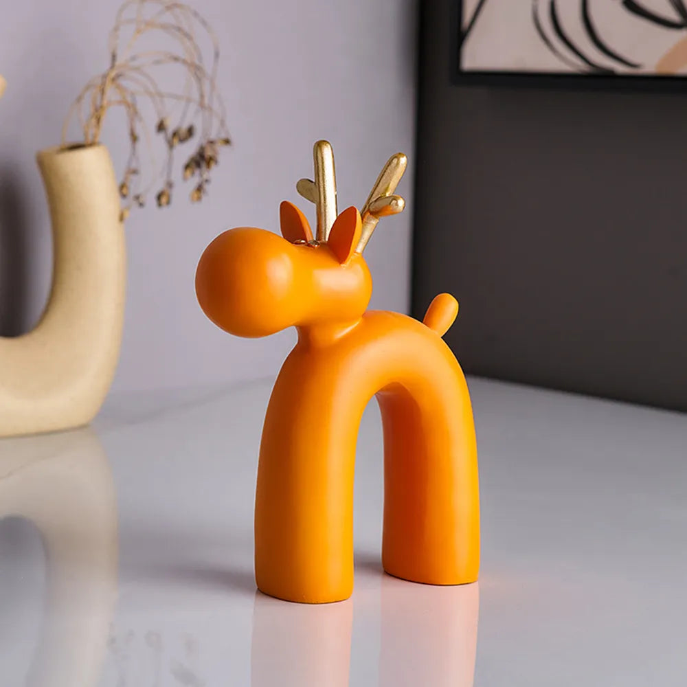 Abstract Rudolf Elk Figurine Statue