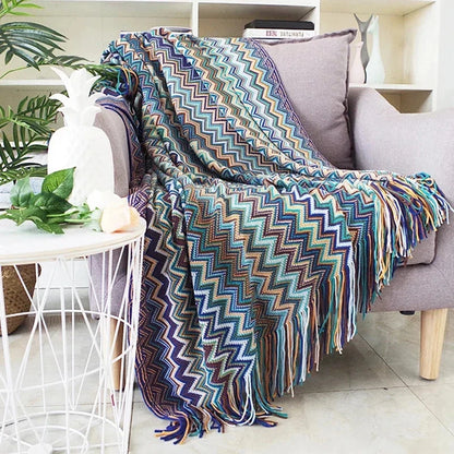 Boho Geometry Blanket: Versatile Décor Accent