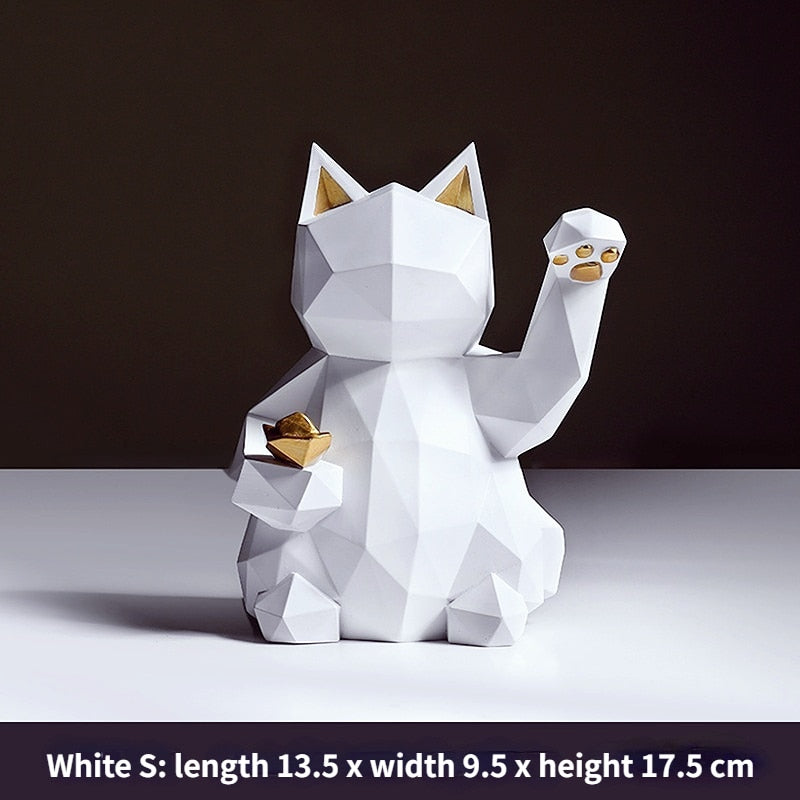 Geometry Japenese Lucky Cat Statue