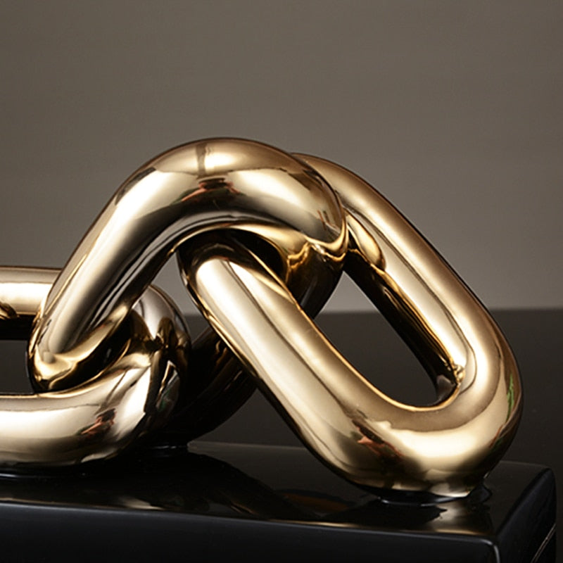 Nordic Golden Chain Ceramic Sculpture