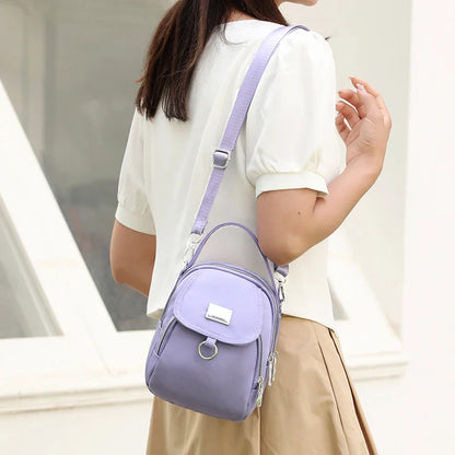 Durable Nylon 3-Layer Mini Shoulder Bag