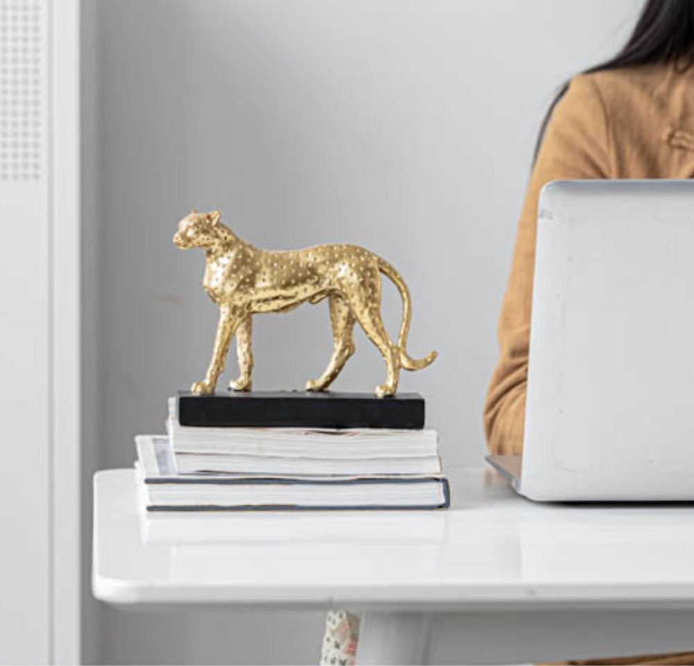 Golden Leopard Cheetah  Statue Resin