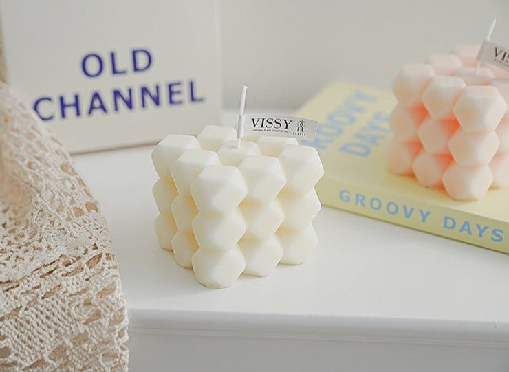 Diamond Cut Cube Decorative Candle