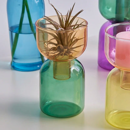 Colorful Glass Taper & Pillar Candle Holders & Vases