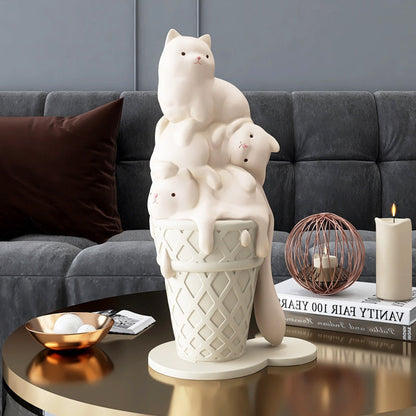 Ice Cream Melting Cat Sculpture