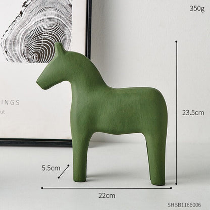 Colourful Wooden Horse Statue Home Decor