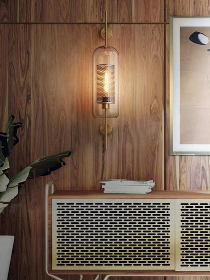 Modern Honeycomb Brass & Glass Wall Sconce