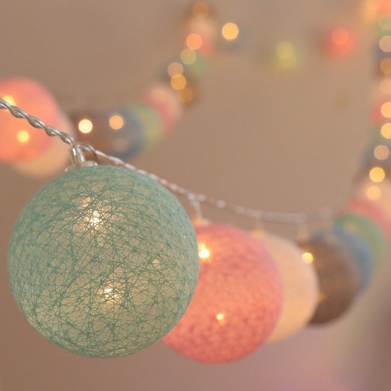 Cotton Ball LED Light Garland