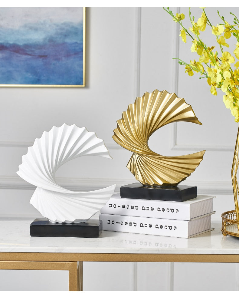 Golden White Twisted Abstract Statue