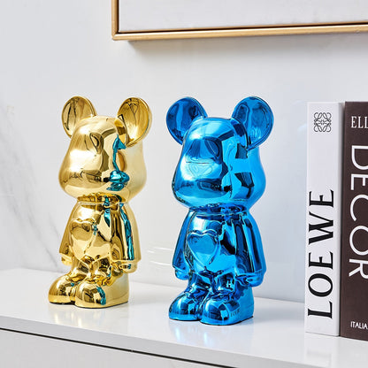 Space Bear Metallic Sculpture Figurine