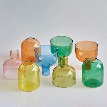 Colorful Glass Taper & Pillar Candle Holders & Vases