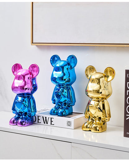 Space Bear Metallic Sculpture Figurine