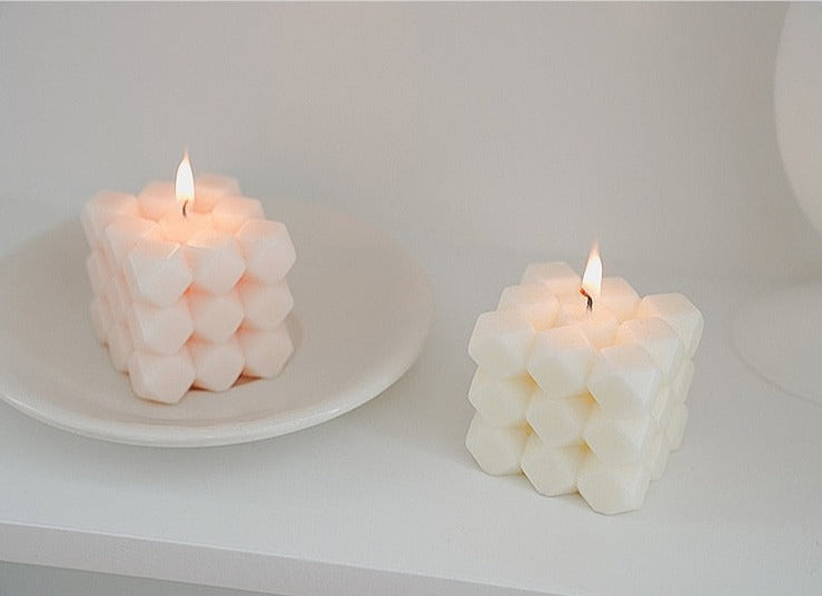 Diamond Cut Cube Decorative Candle