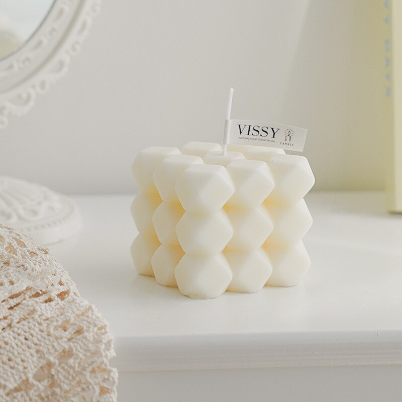 Diamond Cut Cube Decorative Candle