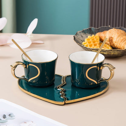 Couple Heart Shaped Coffee Cups