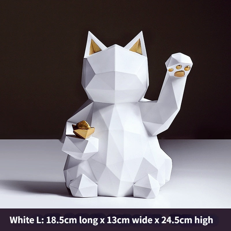 Geometry Japenese Lucky Cat Statue