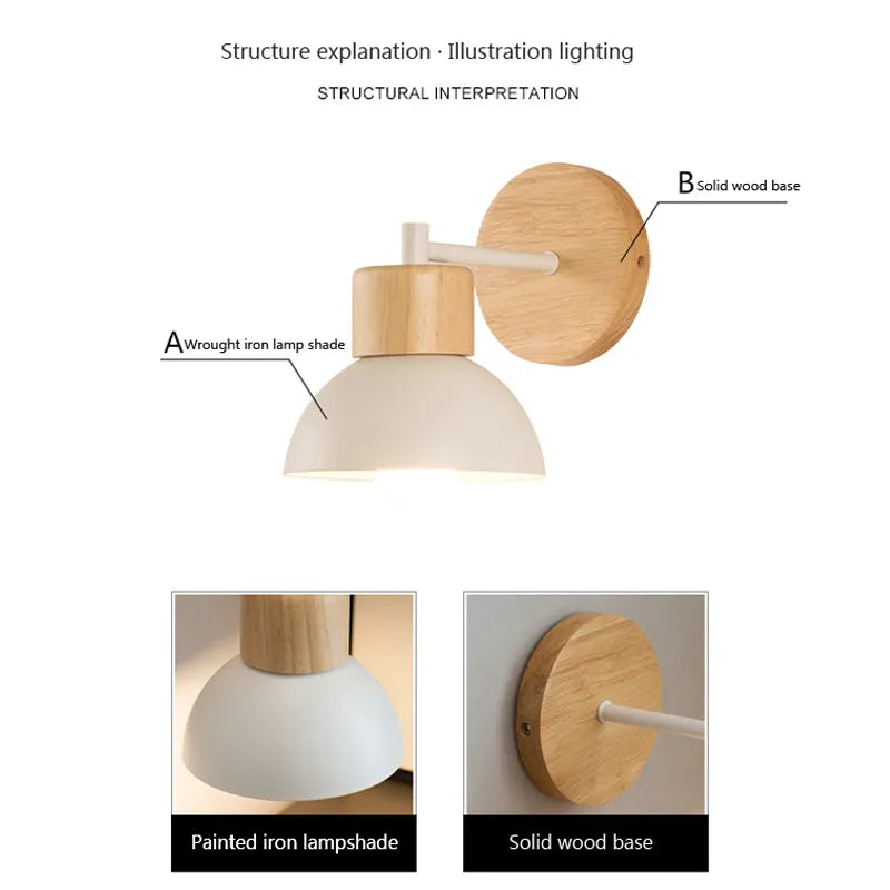 Nordic Wooden Wall Lamp