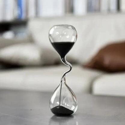 Curved Black Hourglass Sand Clock