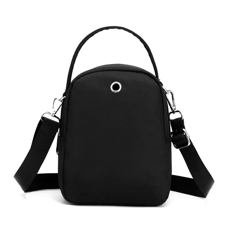 Durable Nylon 3-Layer Mini Shoulder Bag