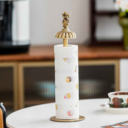 Solid Brass Angel Paper Towel Holder – Golden Bird Finial, Luxury Bathroom & Kitchen Accent, 14 in (36 cm)