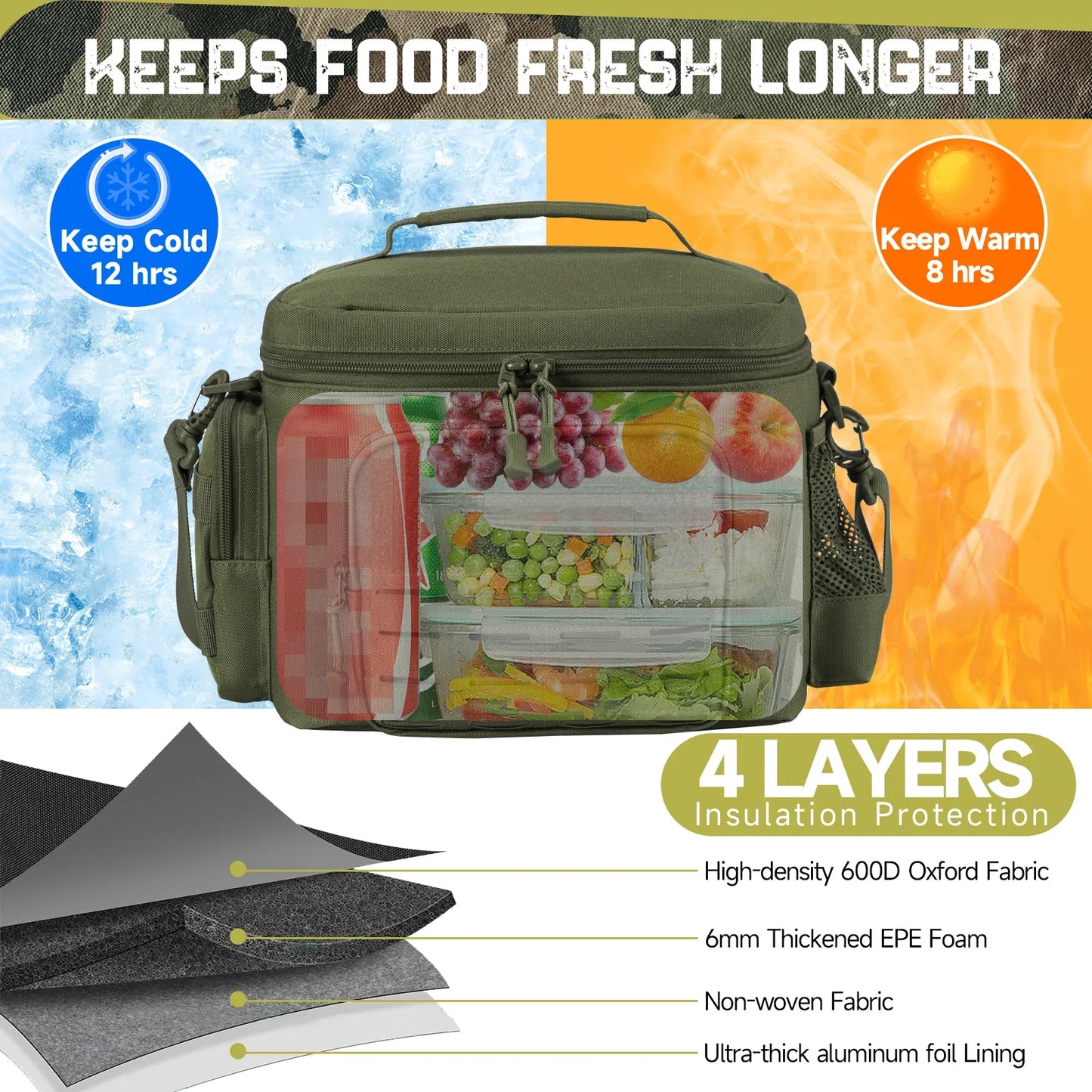 Tactical Lunch Box for Men - Heavy Duty Leakproof Cooler Bag for Work & Outdoor Adventures