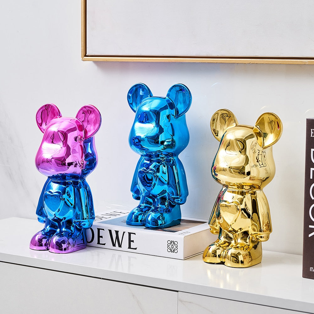 Space Bear Metallic Sculpture Figurine