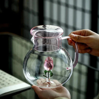 Blossom Glass Teapot and Cup Set