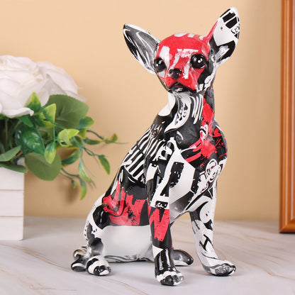 Graffiti Painted Chihuahua Dog Art Sculpture