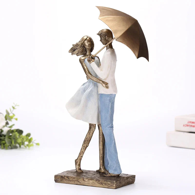 Abstract Metal Umbrella Couple Statue