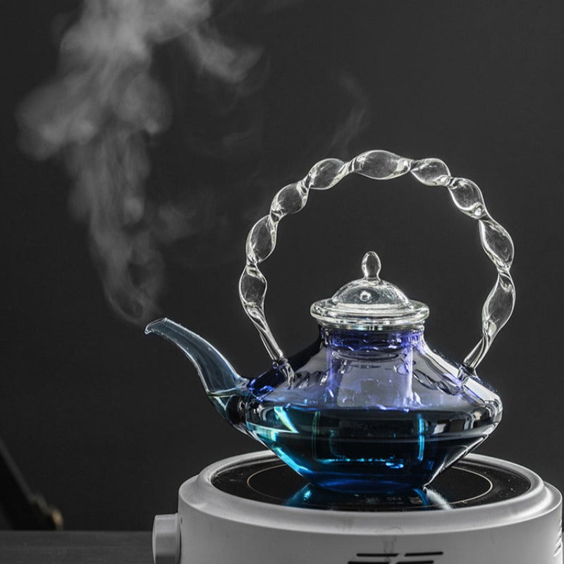 Royal Blue Sapphire Vintage Glass Teapot with Infuser