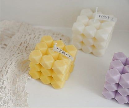 Diamond Cut Cube Decorative Candle