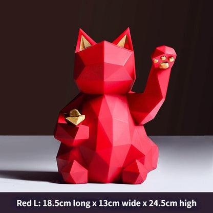 Geometry Japenese Lucky Cat Statue