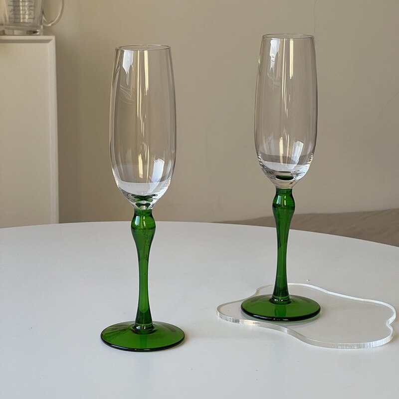 Emerald Joy Contrast Wine and Flute Glass