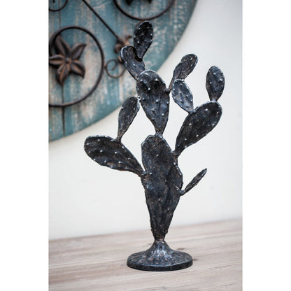 Rustic Black Cactus Sculpture