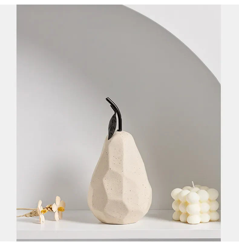 Nordic Hand-Crafted Off White Ceramic Apple and Pear