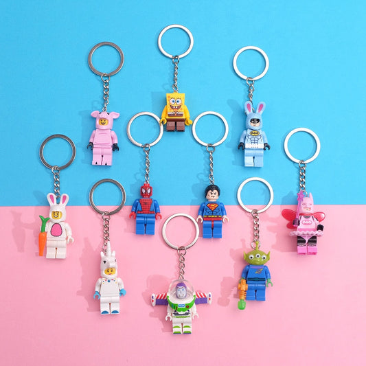 Super Hero Building Blocks Keychain