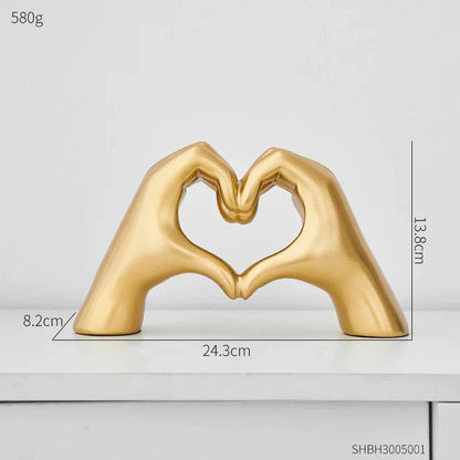 Nordic Heart Gesture Sculpture Resin Abstract Hand Love