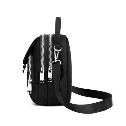 Durable Nylon 3-Layer Mini Shoulder Bag