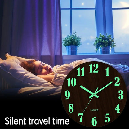 Silent Wooden Luminous Wall Clock