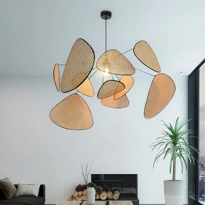 Emily Leaf Rattan Chandelier